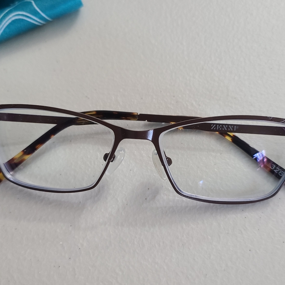 Zenni Eyeglass Frames Brown Rectangle Full Metal Rim with Case Size 51-16-135 - Picture 2 of 12